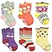 Wrapables Peek A Boo Animal Non-Skid Toddler Socks (Set of 6), Large, Cat & Duck Large