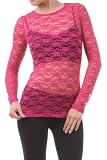 All-over Sheer Victorian Lace Unlined Long Sleeve Stretch Floral Lace Tunic Casual Blouse Top
