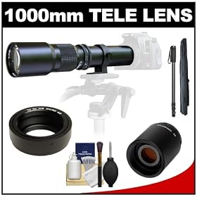 Samyang 500mm f/8.0 Telephoto Lens with 2x Teleconverter (=1000mm) + Monopod Kit for Olympus OM-D EM-5, Pen E-P2, E-P3, E-PL2, E-PL3, E-PM1 & Panasonic Micro 4/3 Digital SLR Cameras