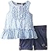 Calvin Klein Baby-Girls Infant Blue Printed Top with Denim Shorts