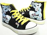 Skulls & Snakes! Yellow Black Hi Top Women's Vegan Sneakers