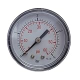 Pool Spa Jacuzzi Filter 0-60 PSI Pressure Gauge Back Mount 1/2"