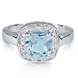FOJO's Diamonds in Silver Synthetic Blue Topaz Cushion Cut Ring (.10 ct. tw.)