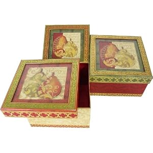Baroque Pear Set of 3 Square Nesting Shadow Boxes, Punch Studio