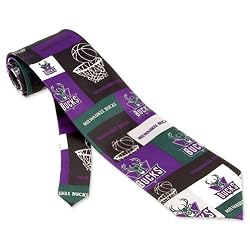 Men's Milwaukee Bucks Block and Play Polyester Tie by NBA in Multicolor