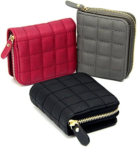 Women Wallet Cion Purse zipper poucht Clutch Lady Small Bag Genuine Leather Purse (Black)