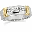 14K Two-Tone Gold Diamond Wedding Band Duo - Lady's Ring - 0.50 Ct.