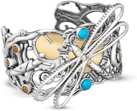 Fritz Casuse Mixed Metal Multi Gemstone Dragonfly Cuff Bracelet