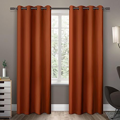Empire Home Amber Solid Thermal Blackout Grommet Curtain Panel Extra Wide - Over 25 COLORS (84" Standard, Orange)