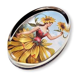 Sunflower Maiden - Oval Glass Paperweight