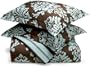 Regency Collection 310-Thread-Count Havana Reversible Floral/Stripe Full/Queen Duvet Set, Blue/Chocolate