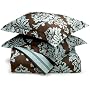 Regency 310-Thread-Count Havana Reversible Floral/Stripe Full/Queen Duvet Set, Blue/Chocolate