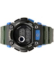 Unisex Functional Digital LED Day Date Alarm Rubber Sports Wrist Watch Army Green