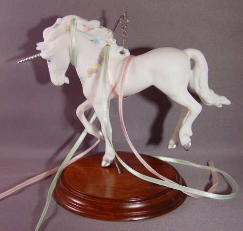 1986 Hallmark Porcelain Ornament and wood display -