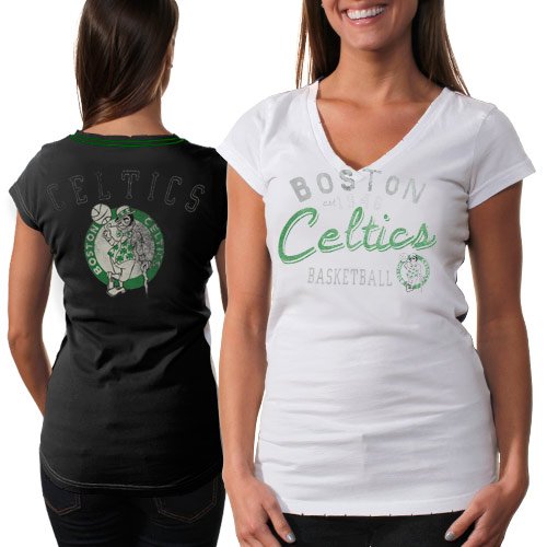 NBA Touch by Alyssa Milano Boston Celtics Women's In The Bleachers T-Shirt - White-Black (Small)