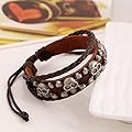 Nice Buckeye Rock Skulls Studded Multi-strand Adjustable Length Leather Wrap Bracelet