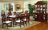 7pc Brown Cherry Finish Wood Formal Dining Table & 6 Chairs Set Review