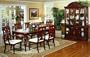 7pc Brown Cherry Finish Wood Formal Dining Table & 6 Chairs Set