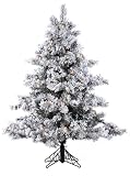 4.5′ Pre-Lit Flocked Alaskan Artificial Christmas Tree – Clear Dura Lights