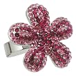 Bling Hot Pink Ice Crystal Daisy Flower Fashion Ring - 1" Diameter - Adjustable