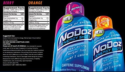 Nodoz Energy Shots Orange & Berry 3 of Each Flavor (6pack)