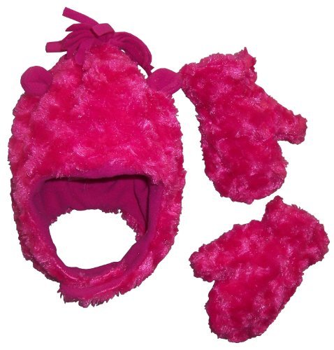 N'Ice Caps Girls Soft Velboa Hat and Mitten Set with Ears