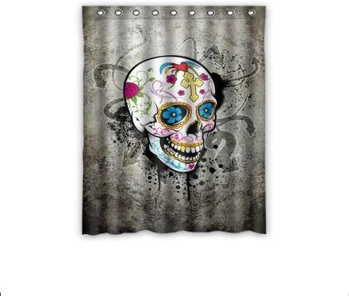 Shading Blackout Thermal Insulation Window Curtains Custom Sugar Skull And Flowers Window Window Curtain 52" x 63" Inch - 1 Piece