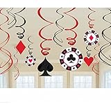 Casino Night Hanging Swirl Decorations (12pc)