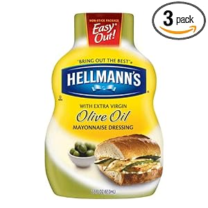 Hellmann's Mayonnaise with Extra Virgin Olive Oil, 22-Ounce Easy-Out Bottles (Pack of 3) by Hellmann's