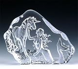 Engraved Lead Crystal -- Mermaid/Unicorn