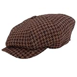 Apparel : Wigens Newsboy Style Wool Houndstooth Cap