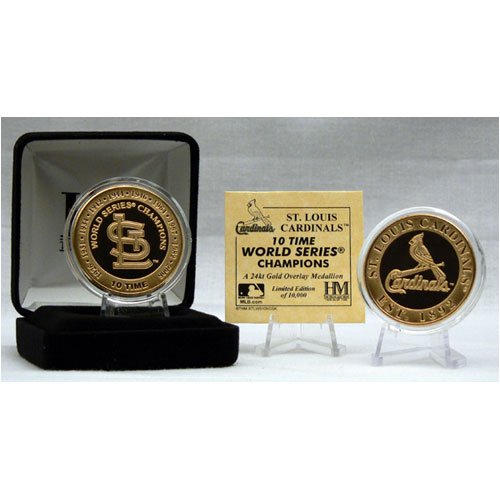 Buy 24KT Gold St. Louis Cardinals 10 Time World Series Champion Coin by Highland Mint