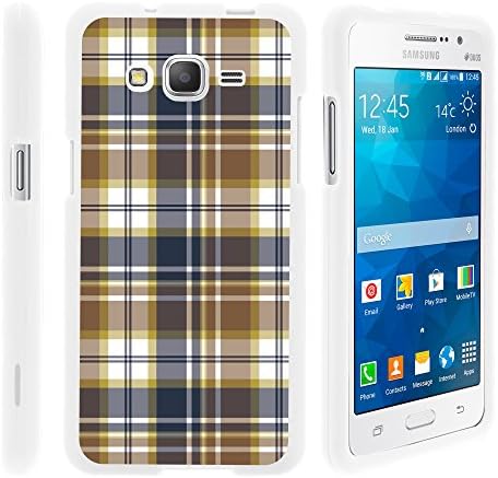Samsung Galaxy Grand Prime Case, Full Body Armor Hard Protector Case Cover with Image Design for Samsung Galaxy Grand Prime SM-G530H, SM-G530F (Cricket) from MINITURTLE | Includes Clear Screen Protector and Stylus Pen - Blue Brown Checker Plaid
