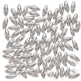 Real Silver Plated Long Tapered Oval Beads 7X3mm (100)