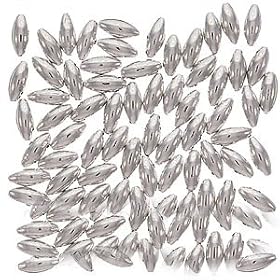 Real Silver Plated Long Tapered Oval Beads 7X3mm (100)