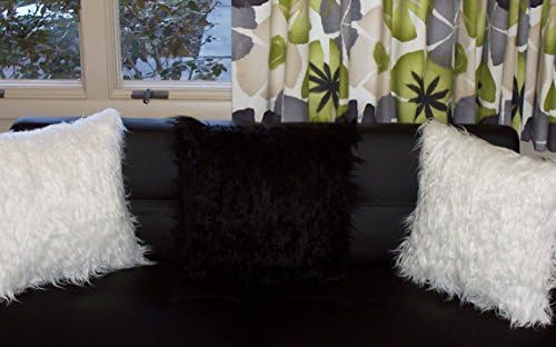 Black Mongolian Faux Fur 20 x 20 Throw Pillow (Pillow Insert Included) Free Shipping!