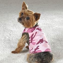 Casual Canine 7-Inch Cotton Camo Dog Tank, Extra Small, Pink/Chive
