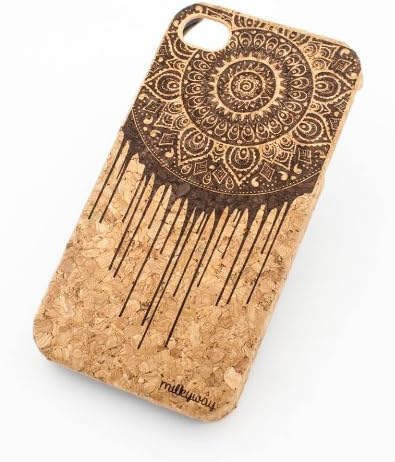 Cork Case Snap On Cover skin for Apple IPHONE 6 (4.7") - "Dripping Mandala Dreamcatcher" mayan aztec dream catcher hindu tribal paint ethnic
