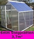 ALU Gew&auml;chshaus 3,7m&sup2; mit 6mm Hohlkammerstegplatten