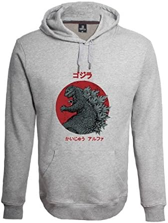 TopsHouse Men's Godzilla Hoodies Soft Cotton Top Grey L