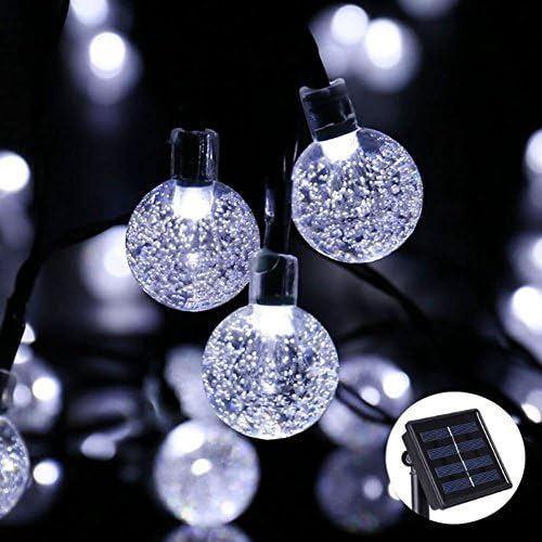 Xioroinmj Outdoor Solar Lights Strings 20ft 30 LED Waterproof Fairy Bubble, Crystal Ball Lights Decorative Globe String Lights for Indoor, Garden, Home, Patio, Lawn, Party and Holiday (White Ligth)