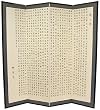 Unique 4 Panel Room Divider - 6ft Tall Japanese Poem Folding Floor Screen w/ Hand Painted Calligraphy