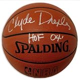 Clyde Drexler Autographed Pro Leather Basketball with HOF '04 Inscription