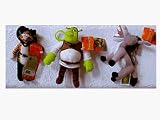 Click for larger image of Shrek keychain set : Shrek Boots & Donkey 3 pcs Keyring Zipper Pulls