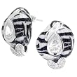Tiger Enamel Sterling Silver with CZ Earrings
