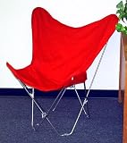 Solid Red Canvas Butterfly Chair with White Frame