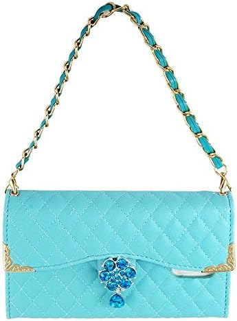 Samsung Galaxy S5 Wallet Case, Umiko(TM) Blue Luxury Super Bling Wristlet handbag Leather Flip Wallet Pouch Bag Cover Case for Samsung Galaxy S5 i9600