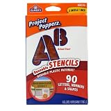Elmers Project Popperz Reusable Plastic Stencils, 2 Inch and 1 Inch, 90 Letters, Numbers and Shapes (3062)