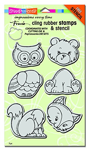 Stampendous CRS5087 Woodland Friends Fran's Cling Stamps & Stencil, 5
