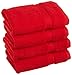 Superior Egyptian Cotton Pile Hand Towel Set of 4, Ultra Soft Luxury Towels, Thick Plush Essentials, Absorbent Heavyweight, Guest Bath, Hotel, Spa, Home Bathroom, Shower Basics, Red